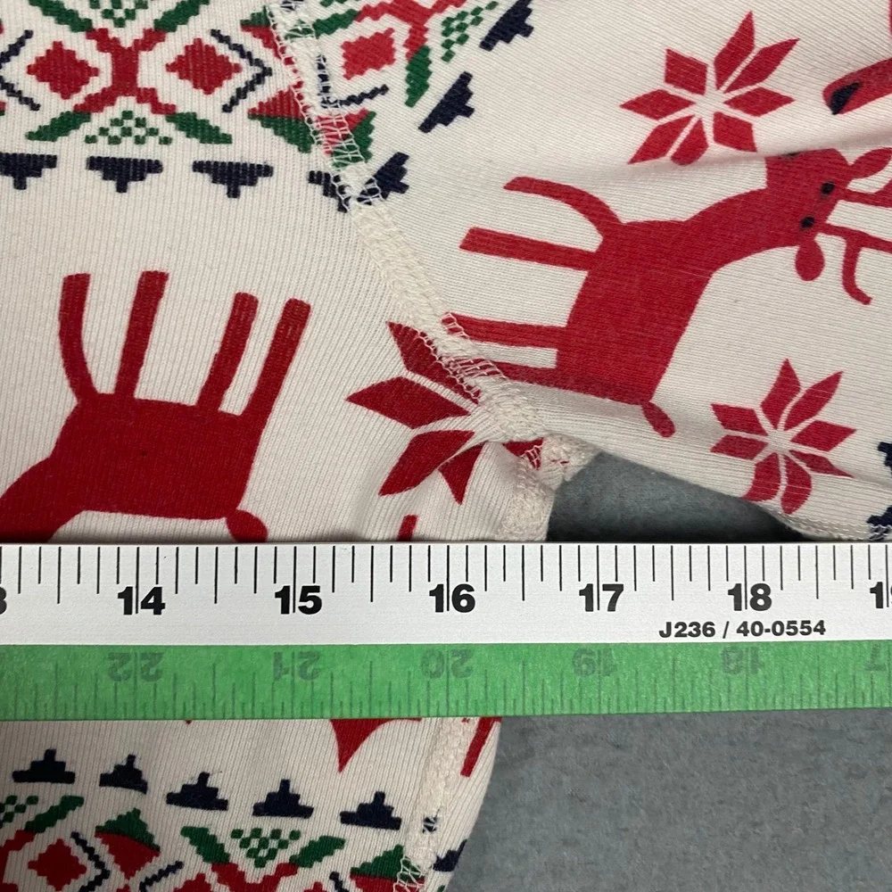 Hanna‎ Andersson Pajama Set Women Medium Red Reindeer Fair Isle Organic Cotton
